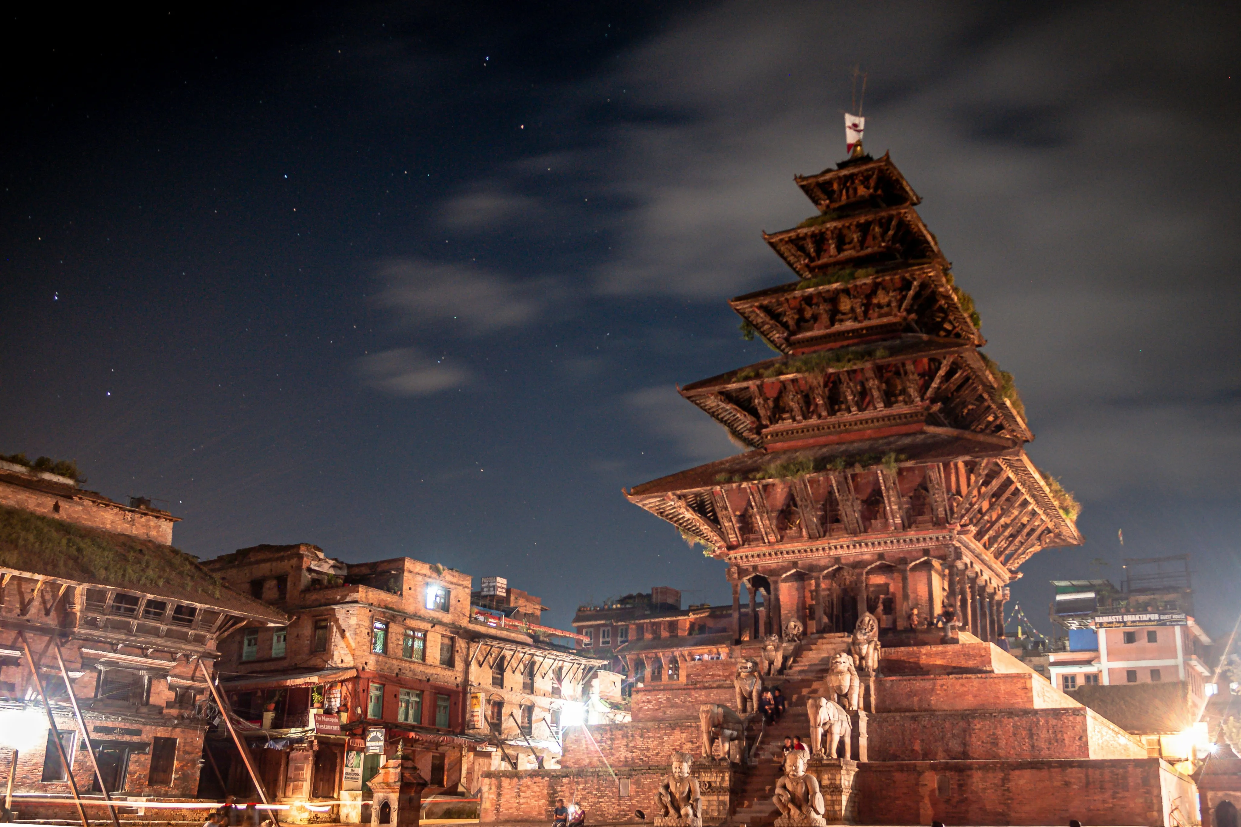 About us background - Nepal pagoda at night